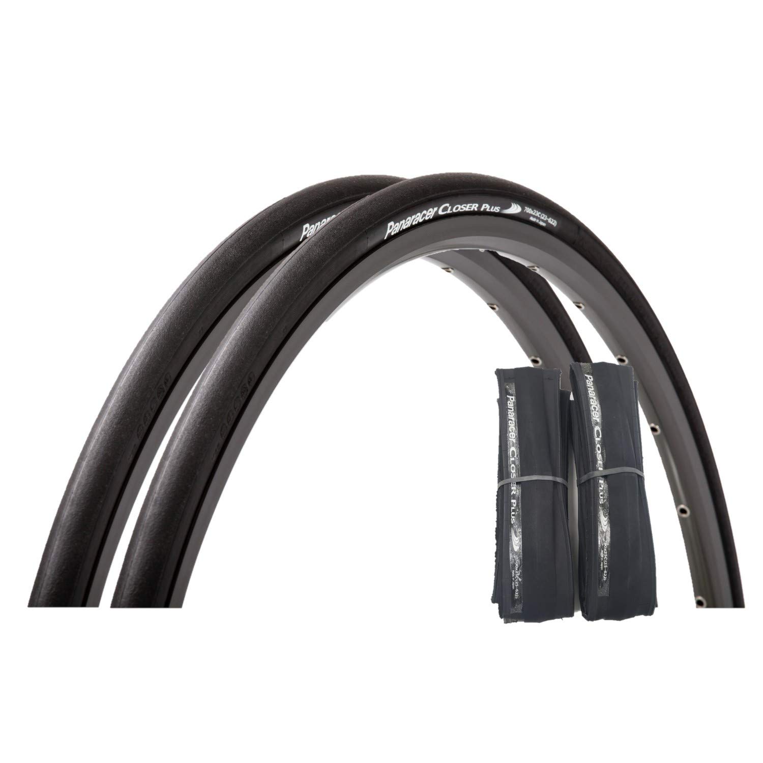Panaracer Clincher Tires [700x25C] Closer Plus F725-CLSP-B-2P Black (Road Bike, Hybrid Bike/Road Race, Commuting, Touring) Simple Packaging, 2 Tires