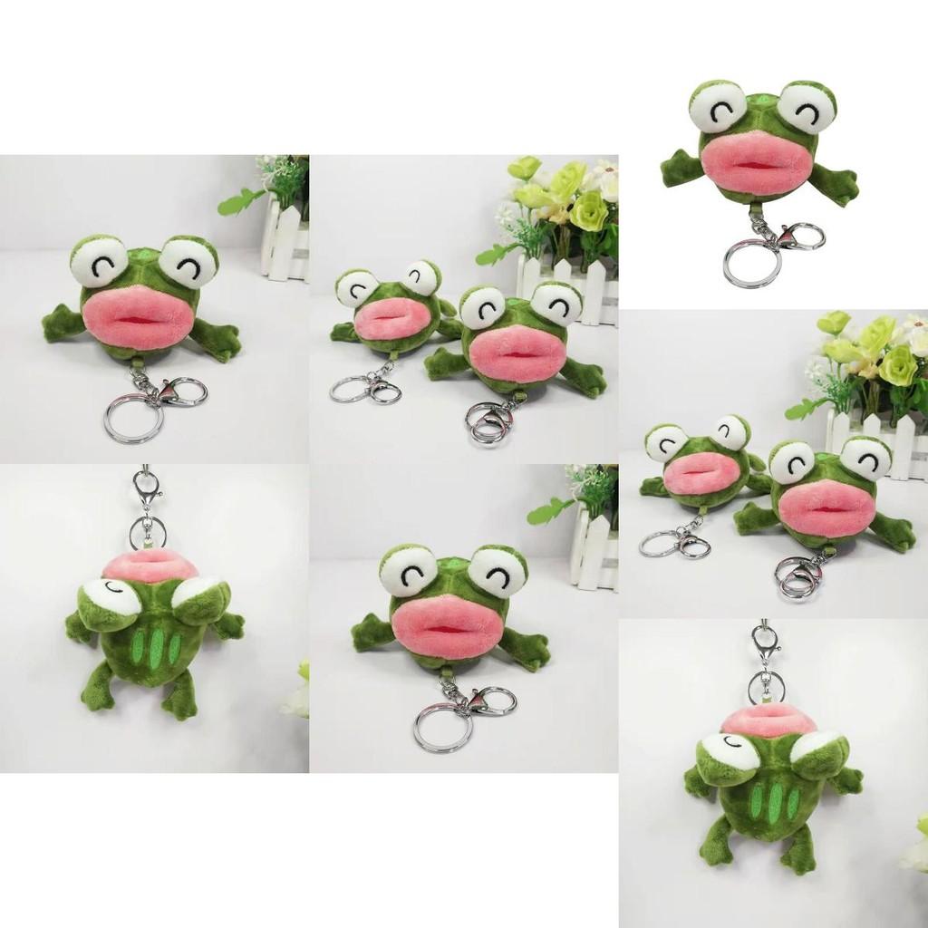 Super Soft Adorable Cartoon Frog Plush Keychain Green Stuffed Doll For Gift Giving