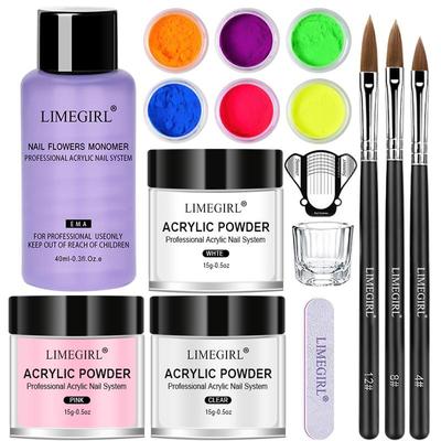 Kit de uñas acrílicas, juego de manicura en polvo acrílico Profesional con puntas líquidas para extensión de uñas