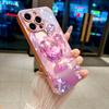 Crystal Gem Fruit Art Pink Metallic Glass Phone Case For iPhone 11 12 13 14 15 16 17 Pro Max Plus 17Air 16E 7 8 XsMax Xs Cover