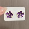 Purple Enamel Flower Women's Dangle Earrings Irregular Petals Unusual Small Earrings for Female Bohemian Elegant Fashion Jewelry