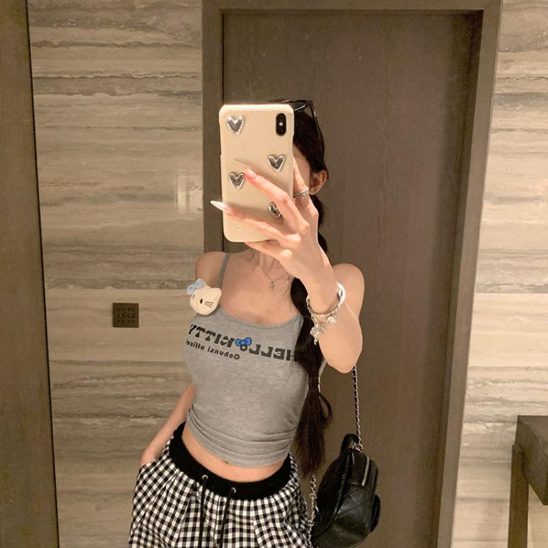 Amerikanisches Retro-Damen-Schlankheits-Süßes Buchstaben-Camisole