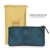 LEATHER VILLAGE Leather Pencil Pouch Blue 20x10cm Double Pocket Elegant and Practical Zipper Pouch Holder for and Women - - - - Artists, Men,