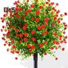 Artificial Topiary Ball Trees UV Resistant Faux Plants with Flowers Faux Greenery Shrubs with Ground Spike for Indoor Yard Porch Decoration