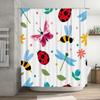 Colorful Insect Shower Curtain for Bathroom Decor Ladybug Dragonfly Butterfly Design
