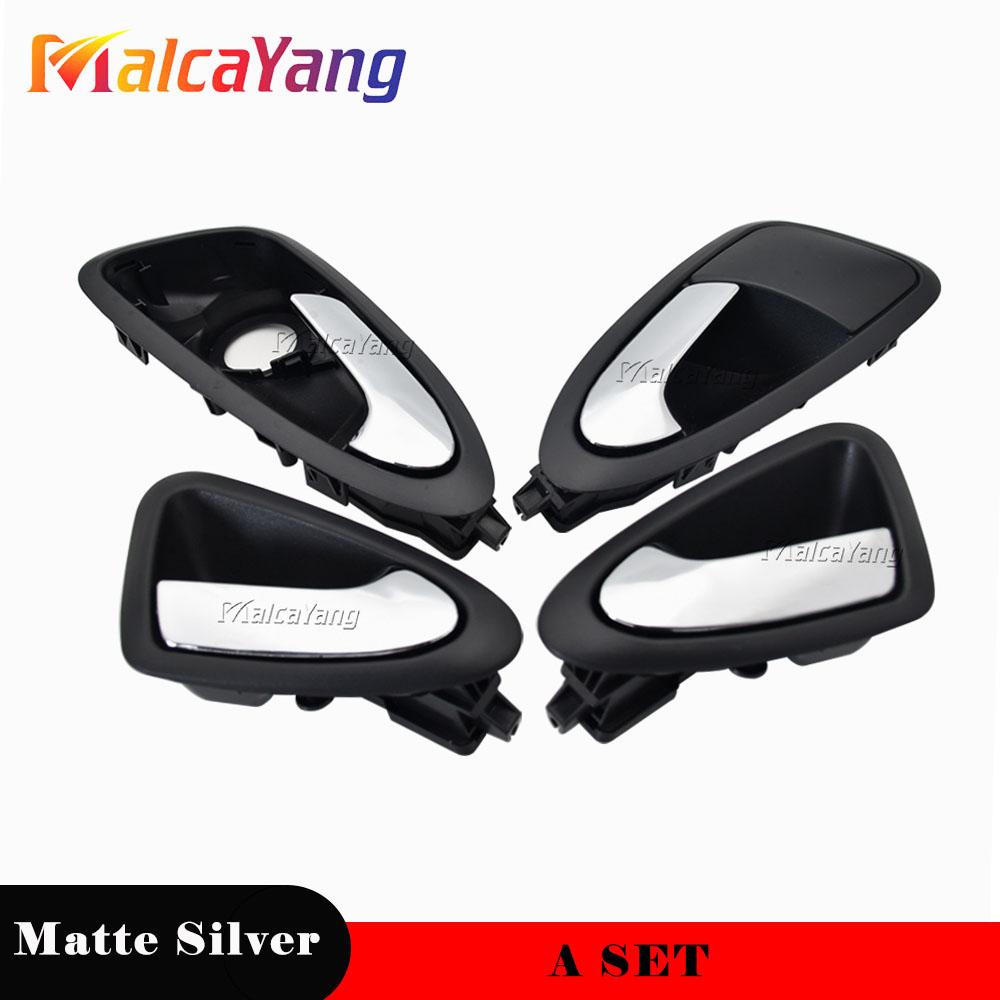 

4PS Inner Bright Silver Matte Front Rear Car Inner Interior Door Handle Handles 6J1837113AAH For Seat Ibiza 6J 2010- Matte Silver set
