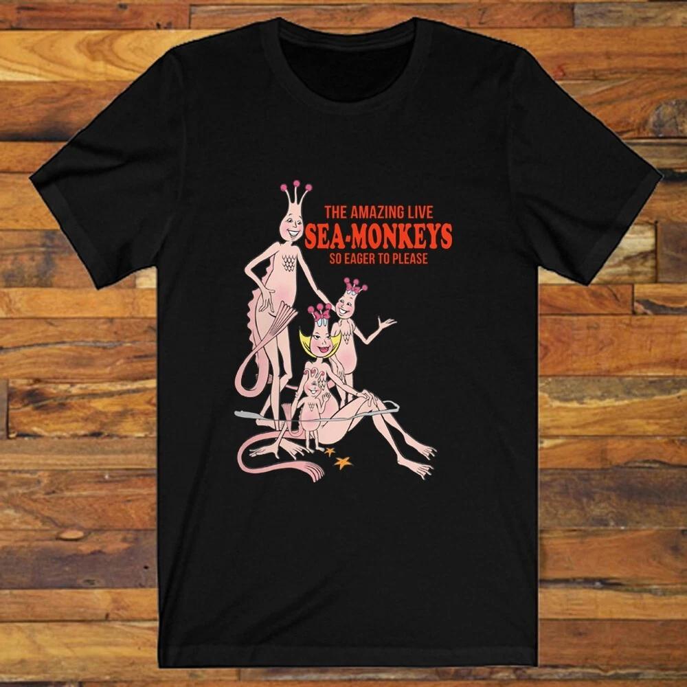 Sea Monkeys Comic 60 s 70 s Books Cartoon Men s Black Size S to 5XL XXXXL