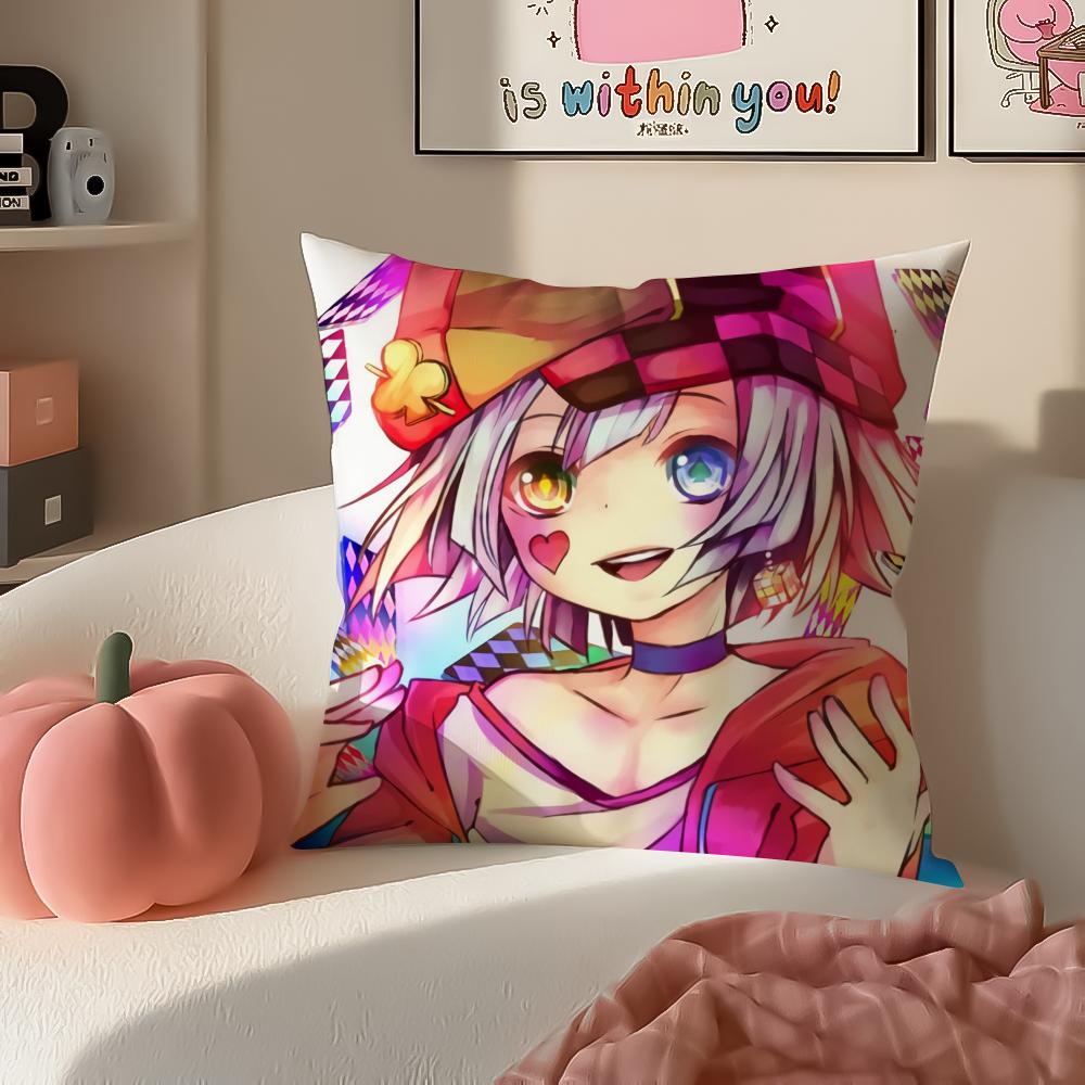 Anime NNo Game No Life Anime Cushion Cover Pillowcase Short Plush Invisible zipper Room Sofa Cushion Cover