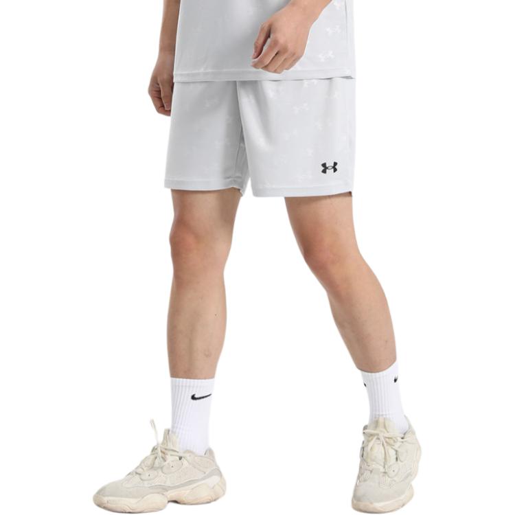 Under Armour Shorts de Corrida de Treino Respiráveis de Secagem Rápida Malha Estampada Shorts Unissex Cinza-Claro 21500231-009