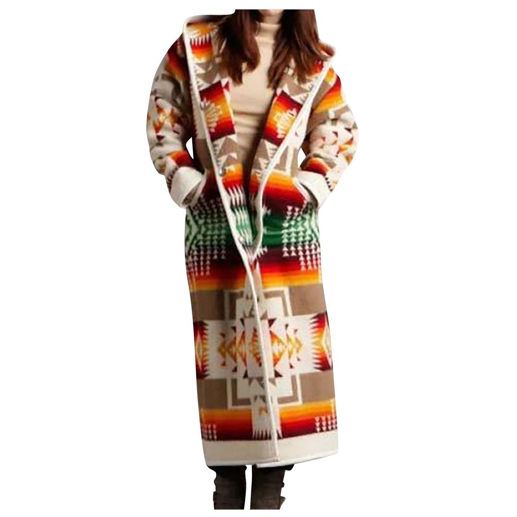 Dámská móda Teplý Plus Size Kabát Větrovka s kapucí s dlouhým rukávem a knoflíky a kapsami