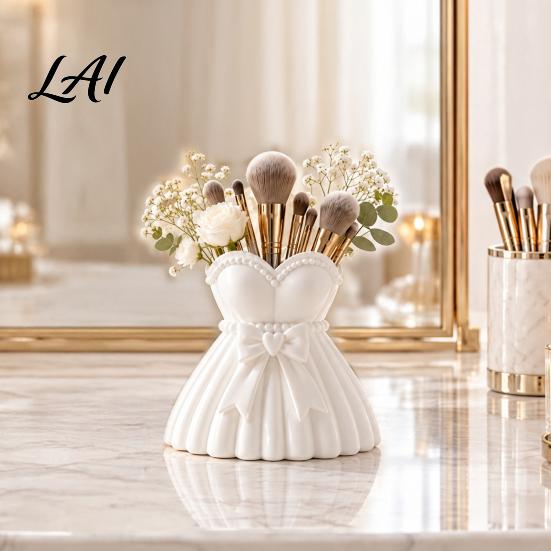 Desktop Stationery Holder Wedding Dress Vase 3D Printed PLA Makeup Brush Storage Dressing Table Accessory Box Decorative Cosmetic Container