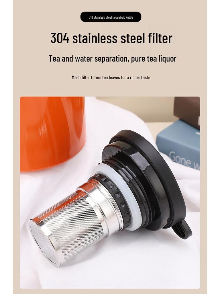 316 Stainless Steel Insulated Teapot, Large Capacity, Tea and Water Separation, Perfect for Household Old White Tea