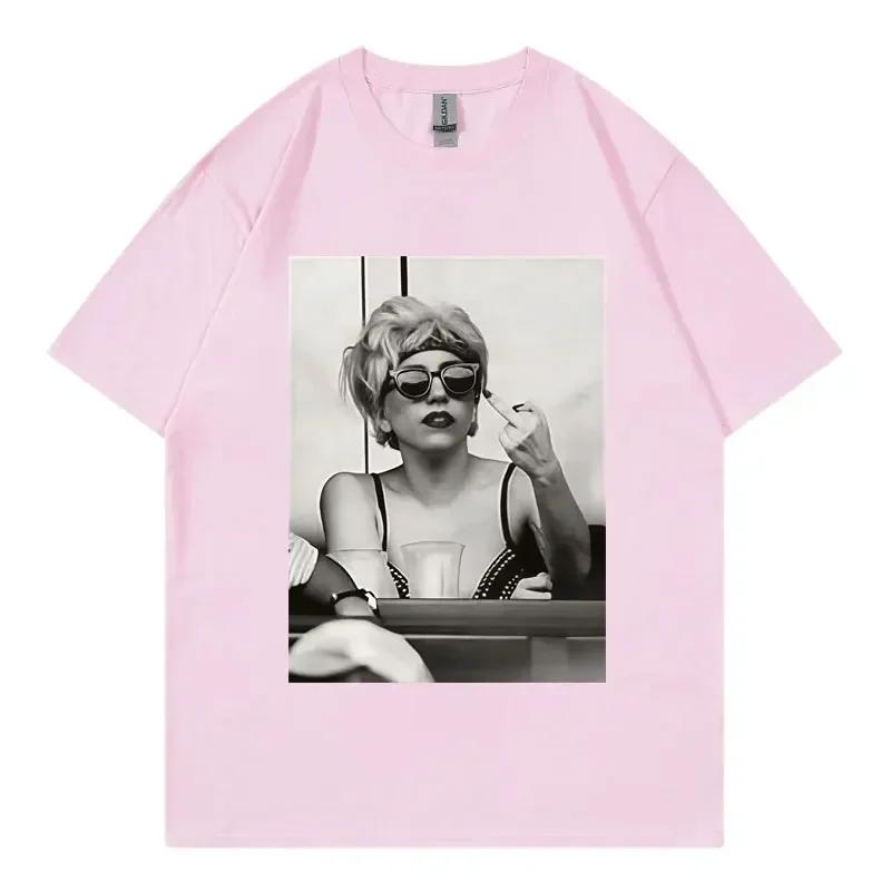 Singer Lady Gaga Merch T Shirt Unisex Wounisex Clothing Harajuku Pop Music Short Sleeve Tshirt High Quality Oversized Tshirts Black