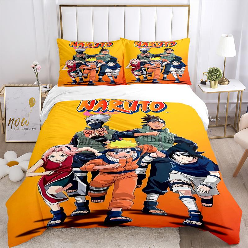 3pcs Naruto Design Quilt Cover Set - Soft and Cozy Bedroom, Guest Room and Dorm Decorative Bedding 3-Piece Set 1 Quilt Cover + 2 Pillow Shams.H06