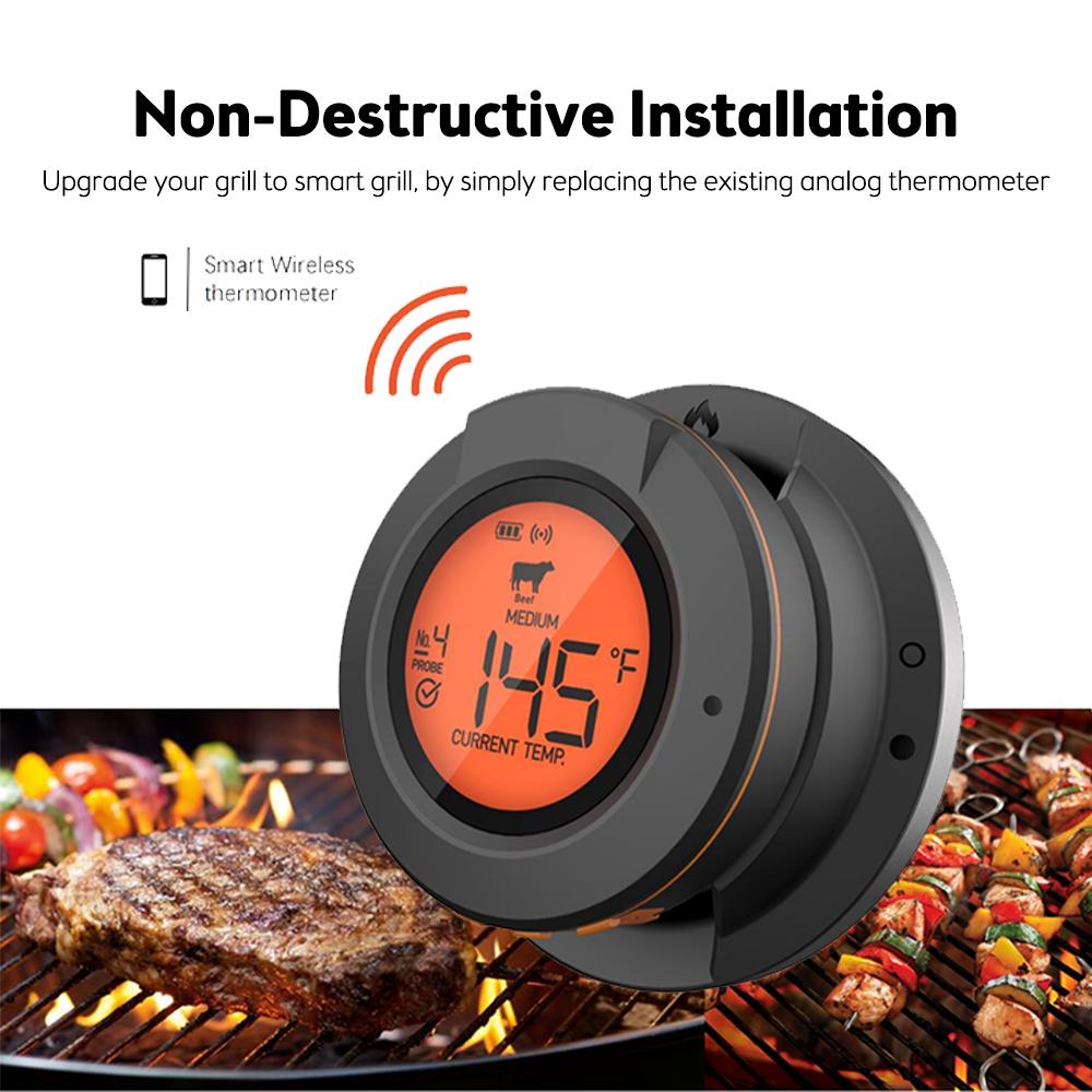 Wireless Meat Thermometer with 2 Probes 164FT BT4.2 APP Control IP64 Waterproof Meat Thermometer