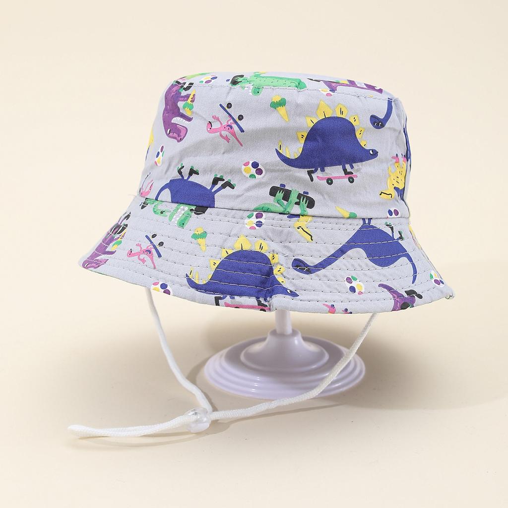 Children dinosaur boys and girls cute spring and summer outdoor sunscreen sunshade basin hat infant printed bucket hat