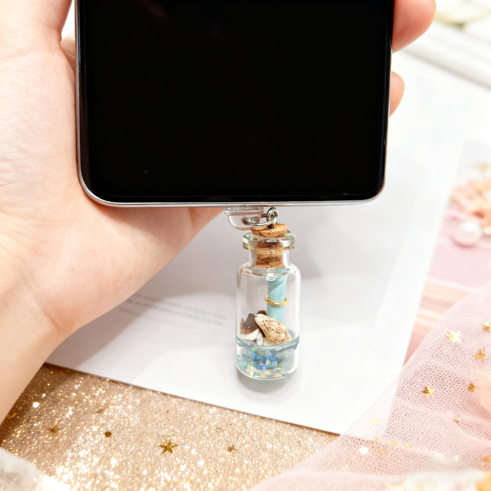 

1 шт. Заглушка для телефону від пилу у вигляді дрейфуючої пляшки в океанському стилі, міні-підвіска у вигляді пляшки для побажань, вишуканий аксесуар для телефону For iPhone5-14