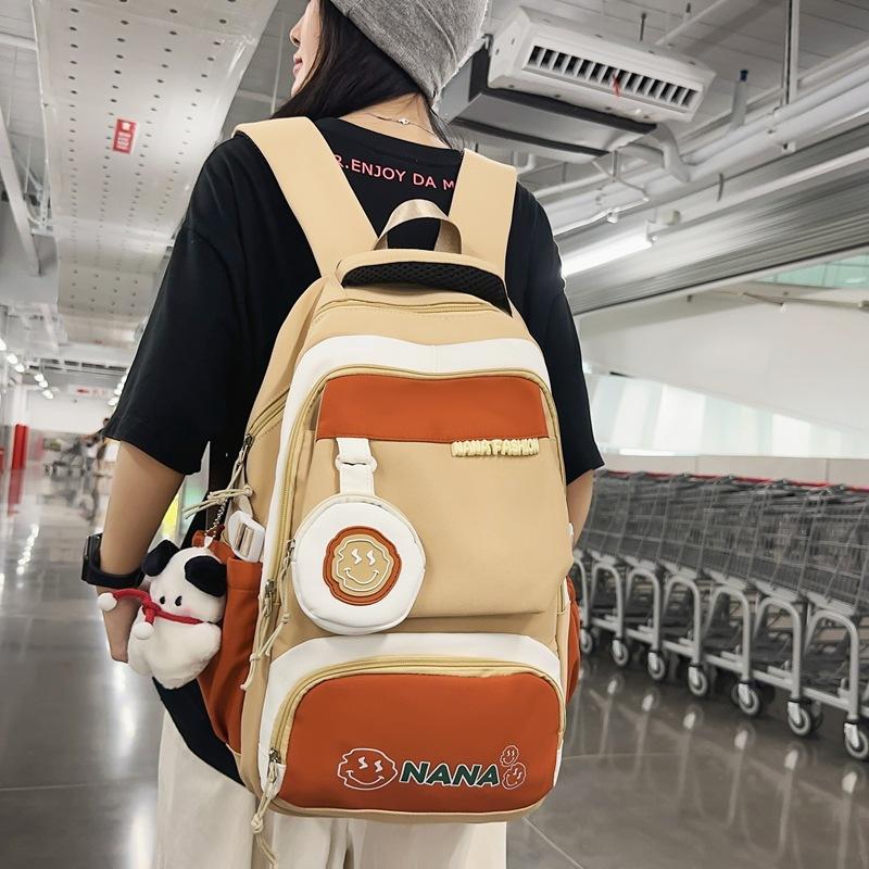 Студенческий школьный рюкзак женский цветной блок рюкзак мужской большой емкости — фото 20