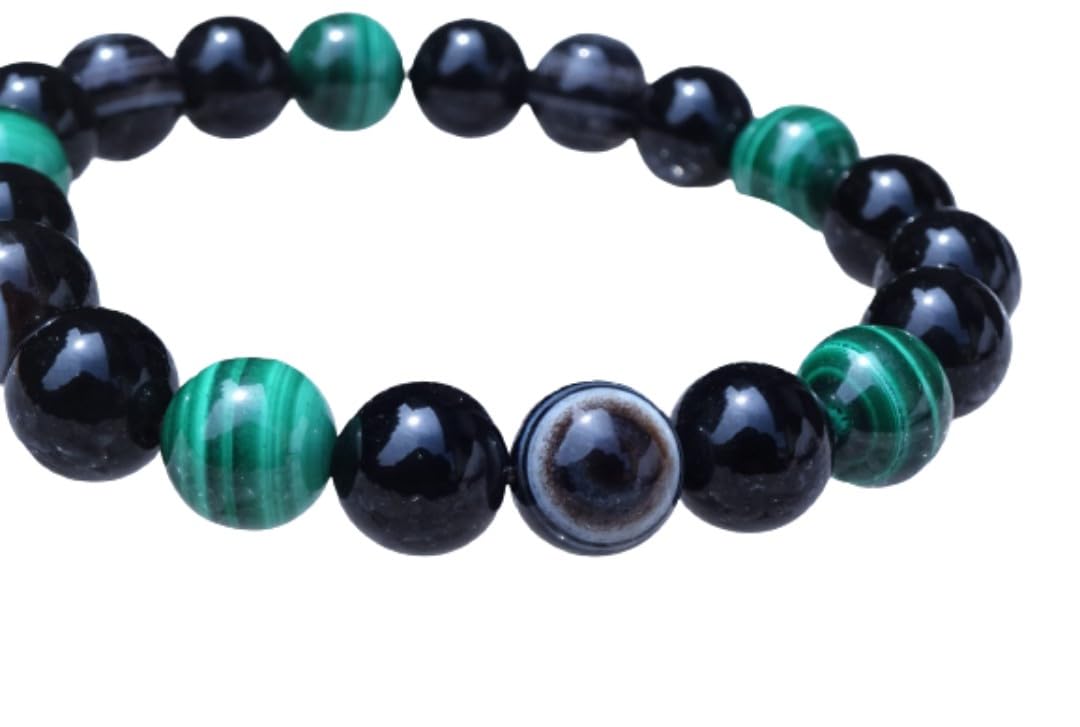 

Leaf Stone for warding off evil spirits and evil also possessing the power of the Eye of the and Onyx Bracelet for Men and Natural Stone Power 10mm