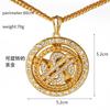 Rotatable Lucky Pendant Necklace, Round Diamond Hip Hop Premium Clavicle Chain