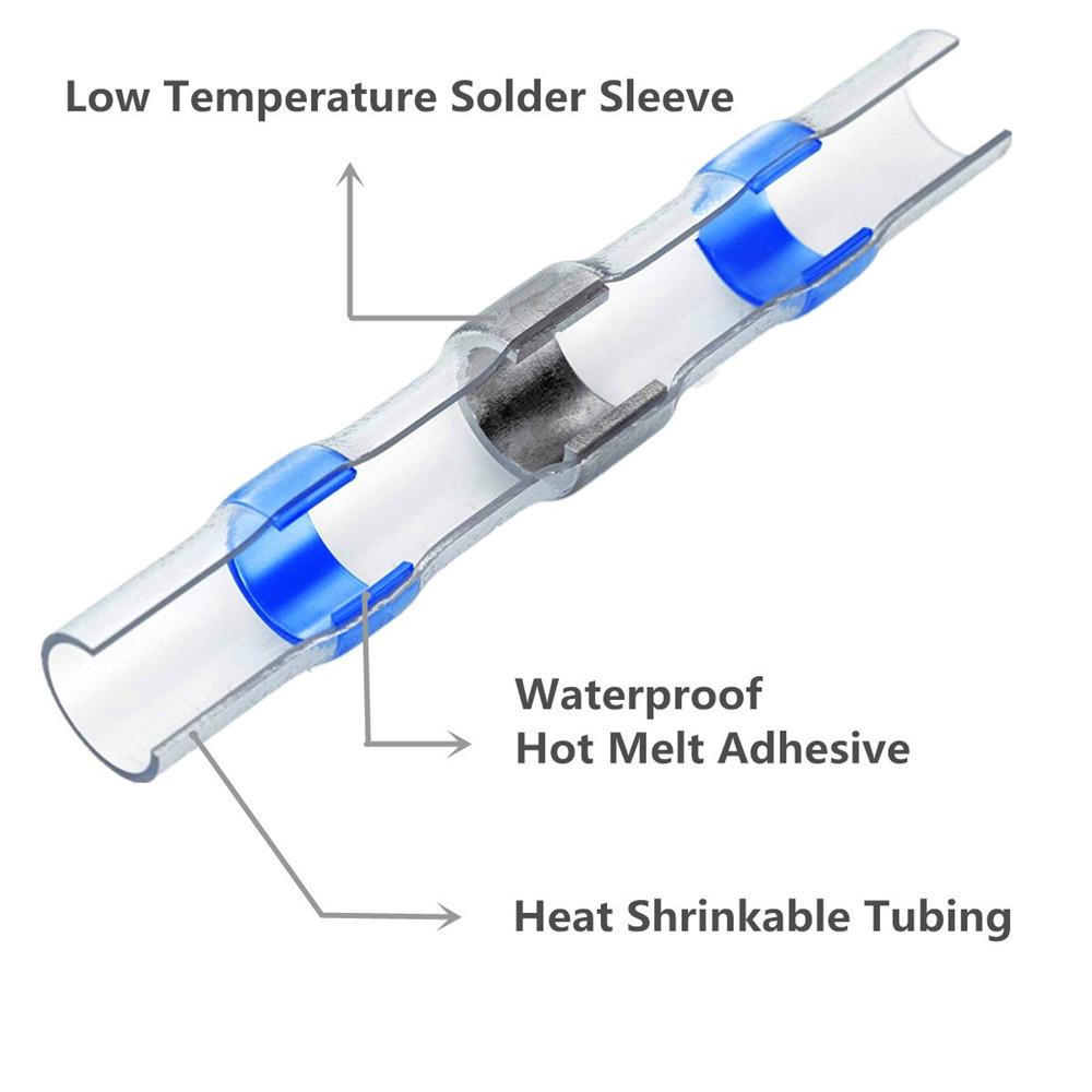 Waterproof Heat Shrink Solder Ring Terminal Connectors - White, Red, Blue, Yellow