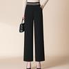 XUEXI Women's Mid-Aged High-Waist Elastic Straight-Leg Woolen-Feel Pants