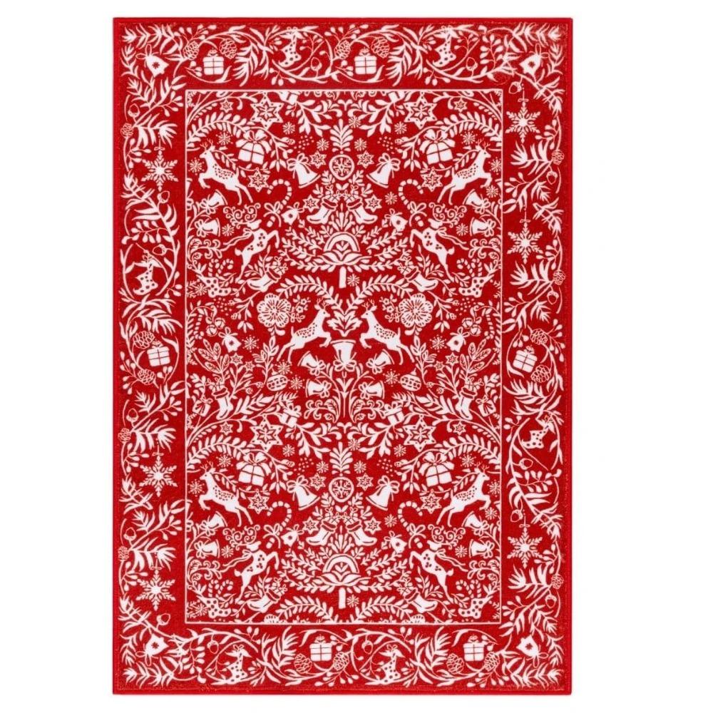 Living Room Carpet Bedroom Rug Christmas Deer Carpets Soft Fluffy Bedside Floor Mat Foldable Machine Washable Home Decoration