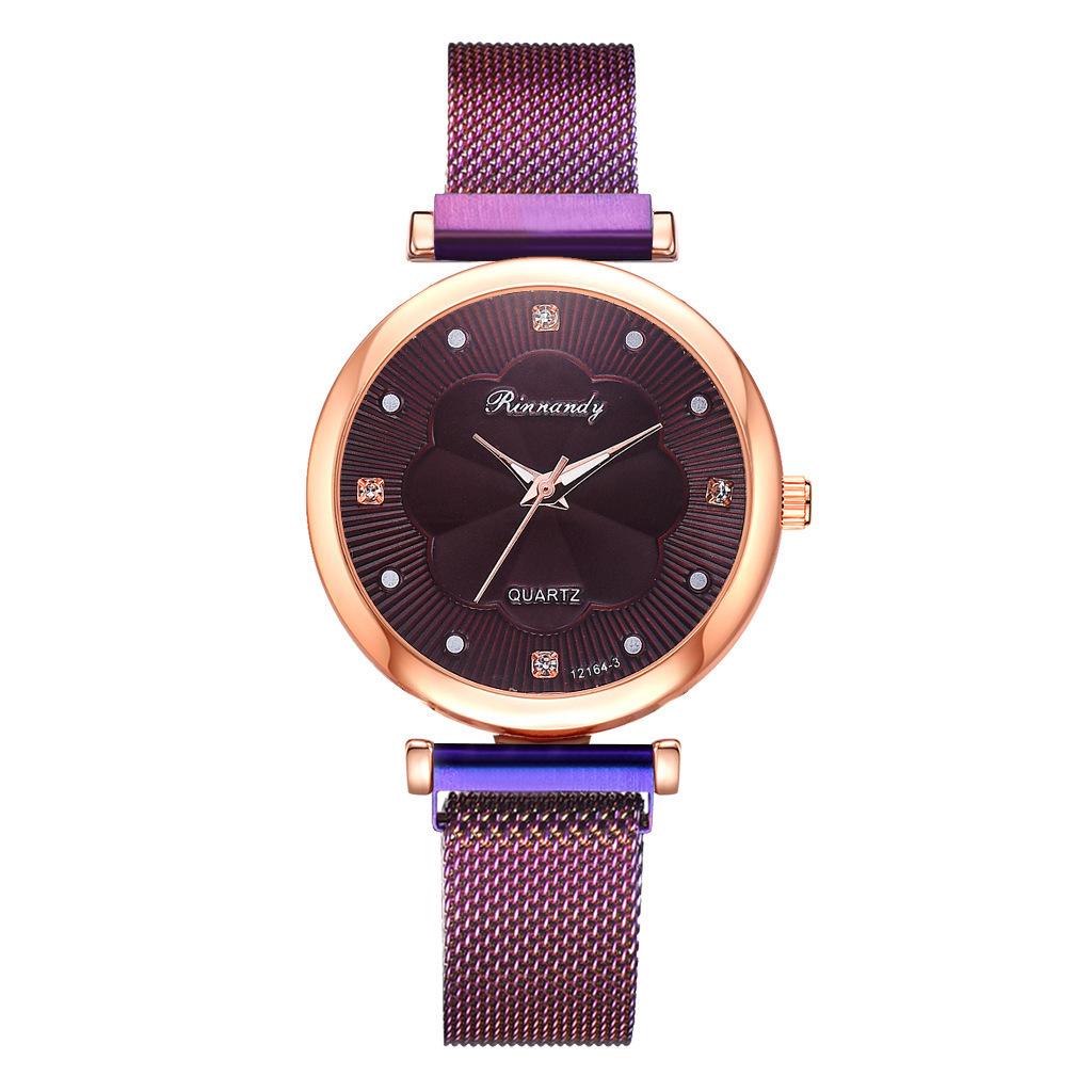 5Pcs/set Women's Simple Mesh Belt Magnet Quartz Watch + Bracelet Set Quartz Watch