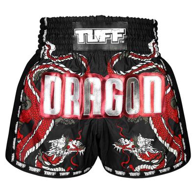 Bestseller TUFF Muay Thai Boxshorts Neuer Retro-Stil „Schwarzer chinesischer Drache mit Text“