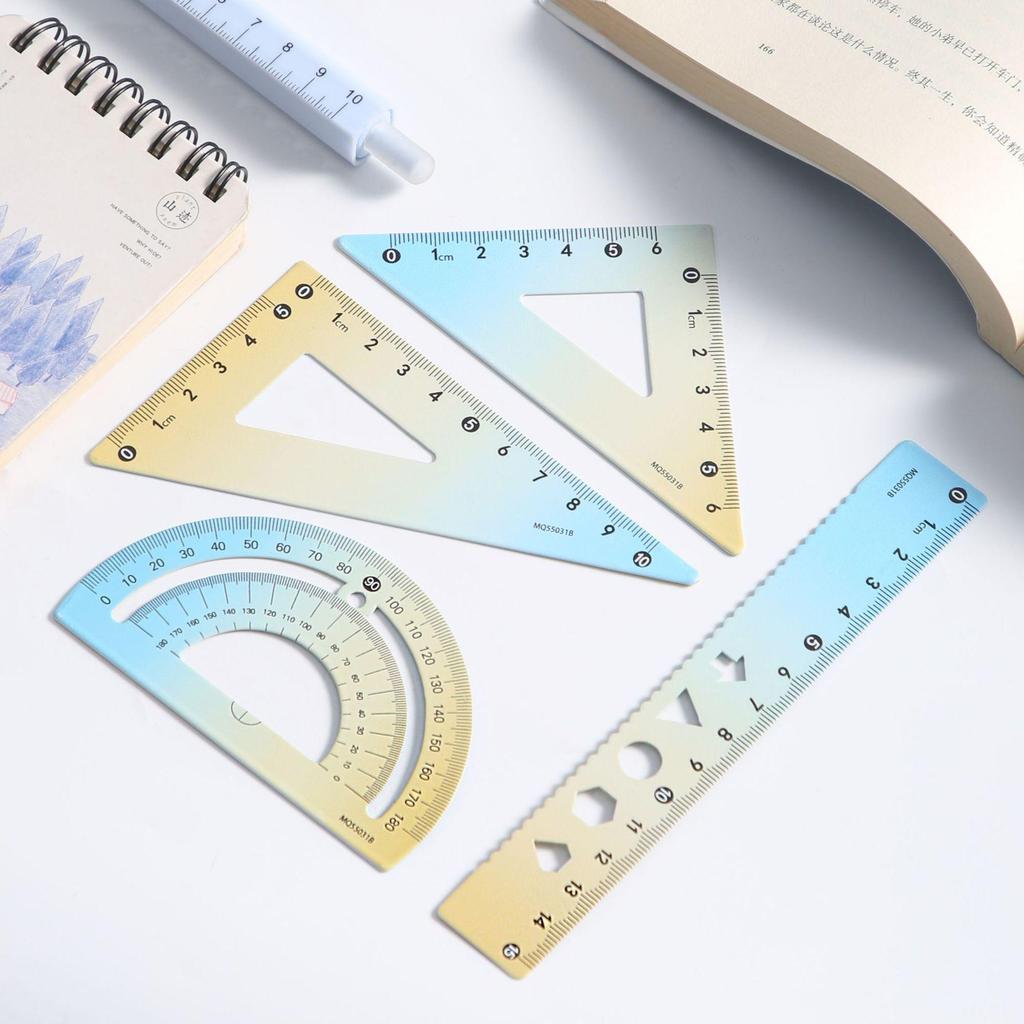 4pcs Metal Iron Ruler Set for Oil Painting 15cm Straight Triangle Protractor Measuring Drafting Stationery