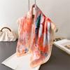 Pastoral Floral Print Square Scarf Imitation Silk Shawl Sun Protection High-end Neck Tie Small Square Scarf Headscarf Women's