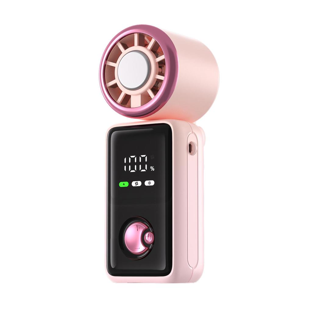 USB Rechargeable High-Speed Foldable Handheld Fan with Cooling Ice Pack and Digital Display
