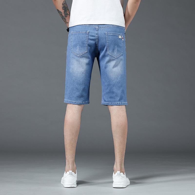 2022 summer new denim mid-shorts men's quarter pants summer thin loose stretch mid-pants men's Korean style trend