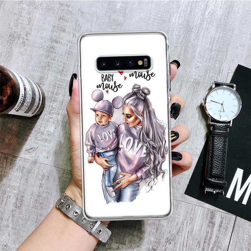 Super Mom Baby Fashion Girl Phone Case For Samsung Galaxy S20 Fe S10 Plus S21 S22 S23 Ultra S10e S9 S8 S7 Edge Fundas Cover Coqu
