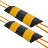 1000MM Rubber Speed Bump, 2 Pack, 2 Channel Heavy Duty Traffic Speed Hump, 9,979 kg/Axle Load Capacity, Cable Protector Ramp with Expansion Screws,