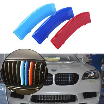 ABS 3-Farben-Kühlergrill-Abdeckstreifen Clip-Trim für BMW F10 F11 5 Series Nierengrill M-Sport 12 Bars Einsatz 2011–2013 Autozubehör