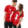 Polyester 100% Valentijnsdag T-shirts voor Koppels, Korte Mouwen, Veelzijdig, Ronde Hals, Leuke Gedrukte Designs voor Zowel Mannen Vrouwen