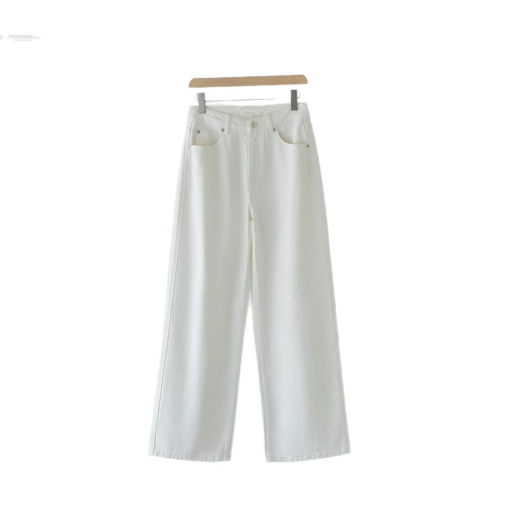 2025 Women's Cotton Stretch Denim Straight-Leg Jeans: Slimming & Versatile Casual Wide-Leg Pants