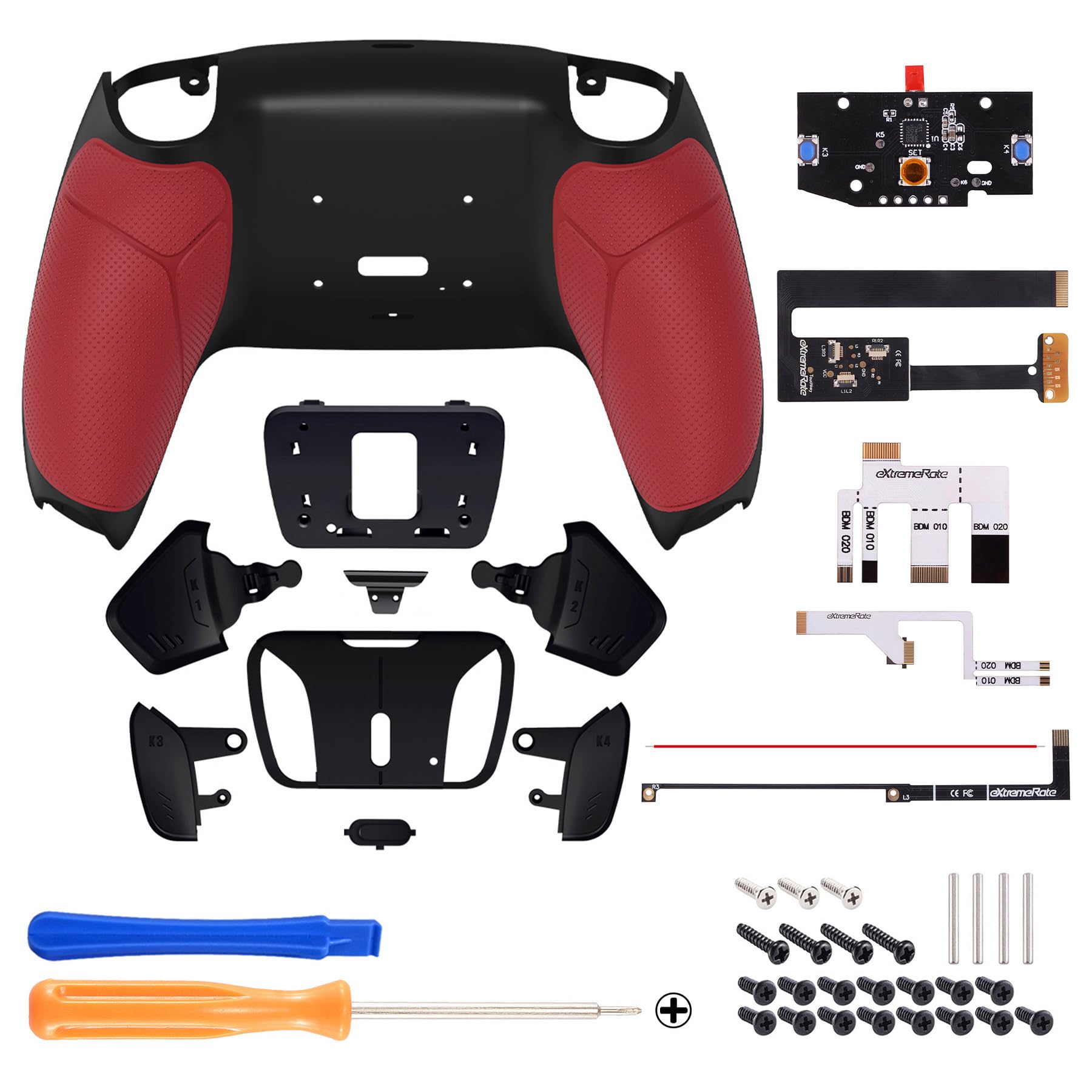 

eXtremeRate Programmable Back Paddle Plastic RISE4 Remap Kit Сумісний із контролером PS5 Сумісний із контролером PS5 із платою оновлення та червоний