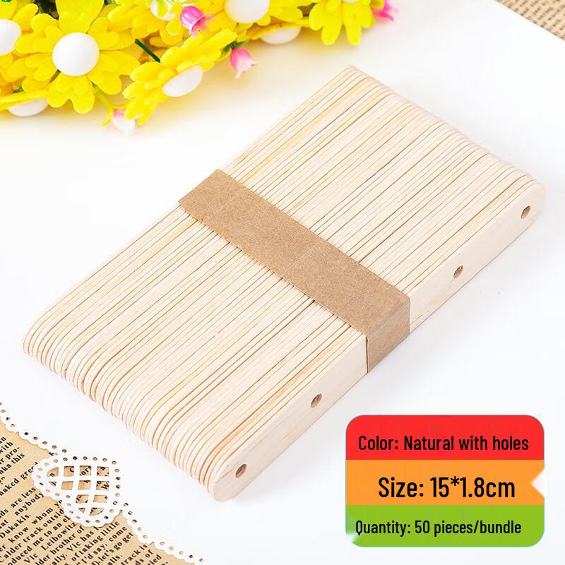 Colorful Wooden Craft Sticks with Holes