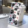 Black Paw Print Red Hearts Transparent Soft TPU Phone Case for Xiaomi Redmi Note 15 14 13 12 11 10 9 Pro Plus 4G 5G Soft Cover