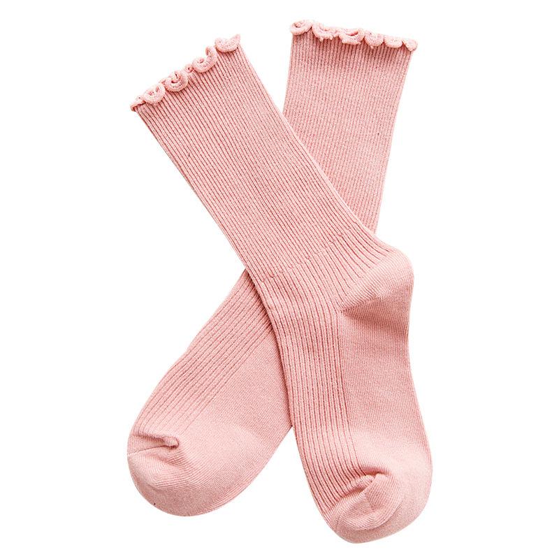 Women's Japanese JK Lace Mid-Calf Socks - Mushroom Edge, Ruched, White, Cute for Summer/Autumn