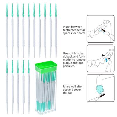 50 Peças Escova Interdental de Dupla Ponta Limpa Entre os Dentes Estendida Massagem Descartável Palitos de Dente de Silicone Escova