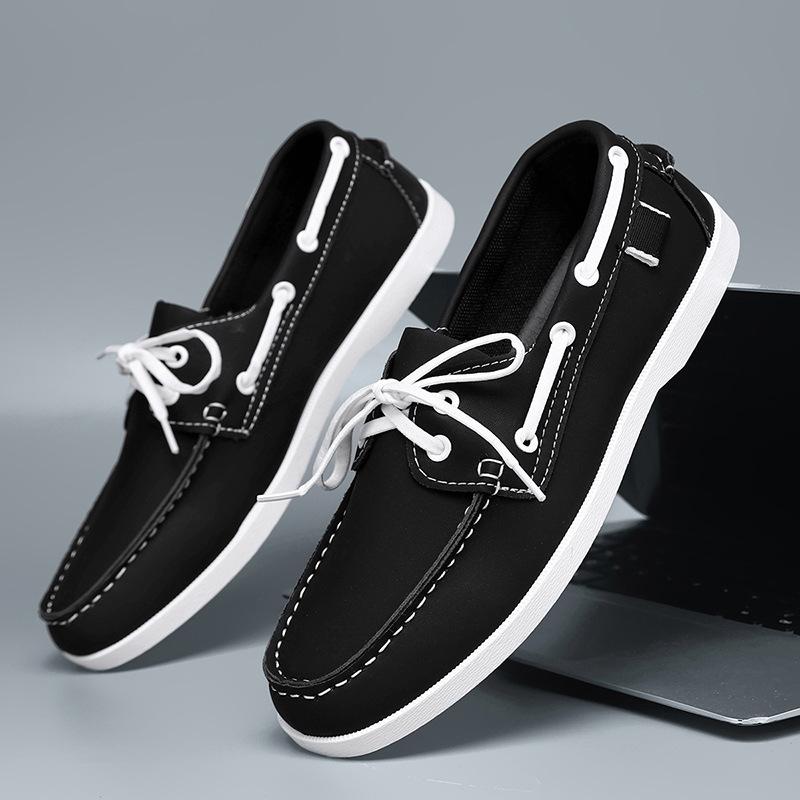 Personalized Summer Men's New Lace-up British Style Versatile Doudou Shoes Breathable Casual Work Commuting Lazy Shoes