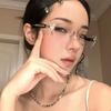 Suyan Street Shooting Kejia Academy Series Diamond Frameless Glasses Frame Polygon Fashion Light Luxury Flat Glasses
