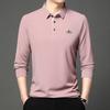 Men's Business Casual Short Sleeved Shirt with Badge Solid Color Polo Shirt Fashionable Breathable Comfortable Versatile Top