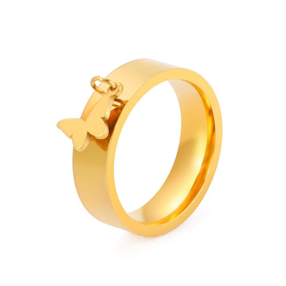 Dreamtimes Fashion Women's Ring Stainless Steel Round Heart Pendant Korean Couple Ring Jewelry Engagement Gift
