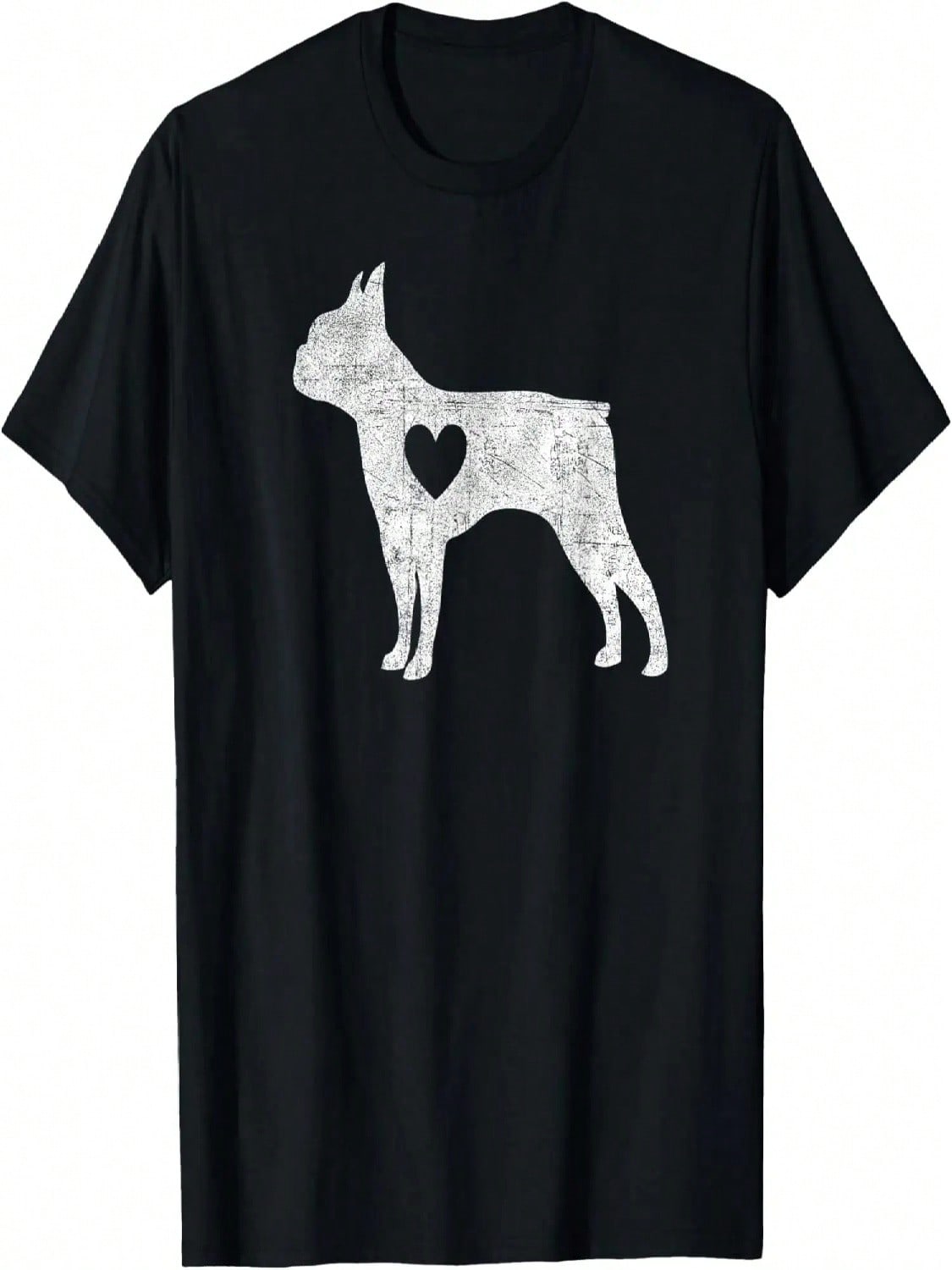 Vintage Boston Terrier Heart Silhouette Dog Puppy Retro T-Shirt S