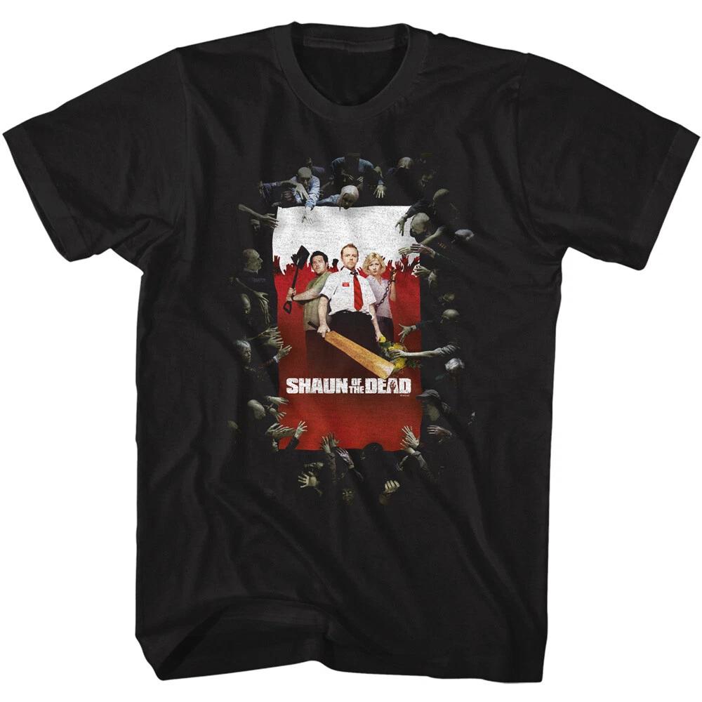 Shaun Of The Dead Movie Poster Surrounded By Zombies Men s T Shirt XL