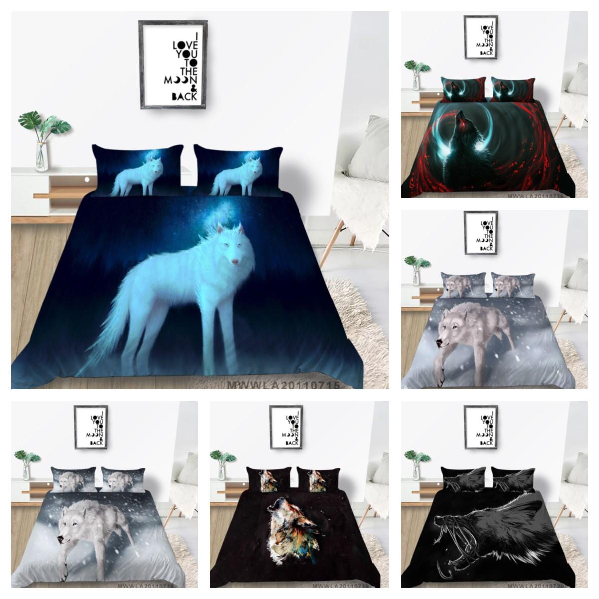

Комплект пододеяльников королевского размера с 3D принтом волка и постельными принадлежностями, подушка, домашний текстиль, комплекты пододеяльников